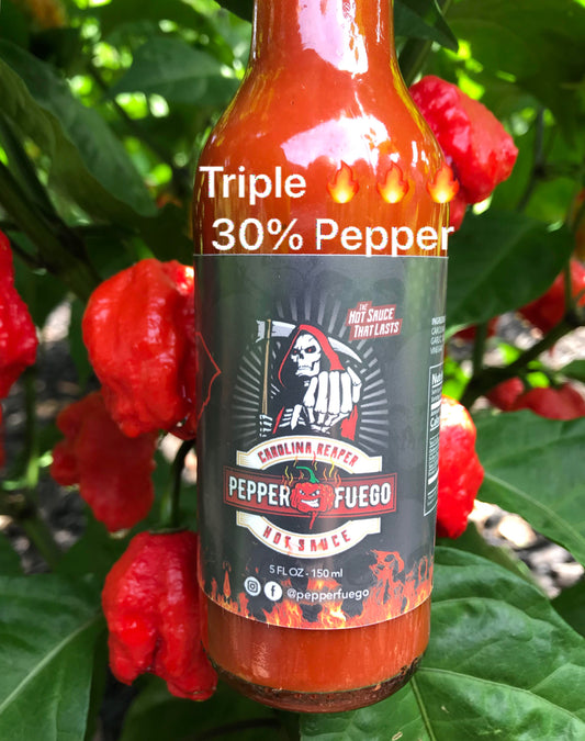 Carolina Reaper Hot Sauce – 30% Pure Carolina Reaper Pepper – Triple Heat