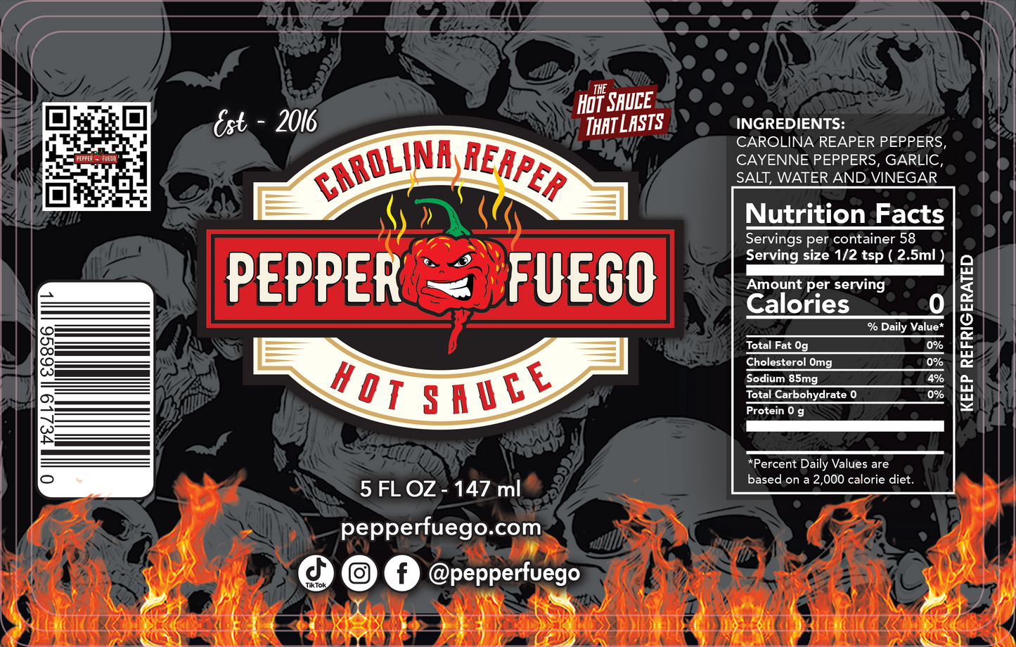 Carolina Reaper Hot Sauce – 10% Pure Carolina Reaper Pepper – Single Heat