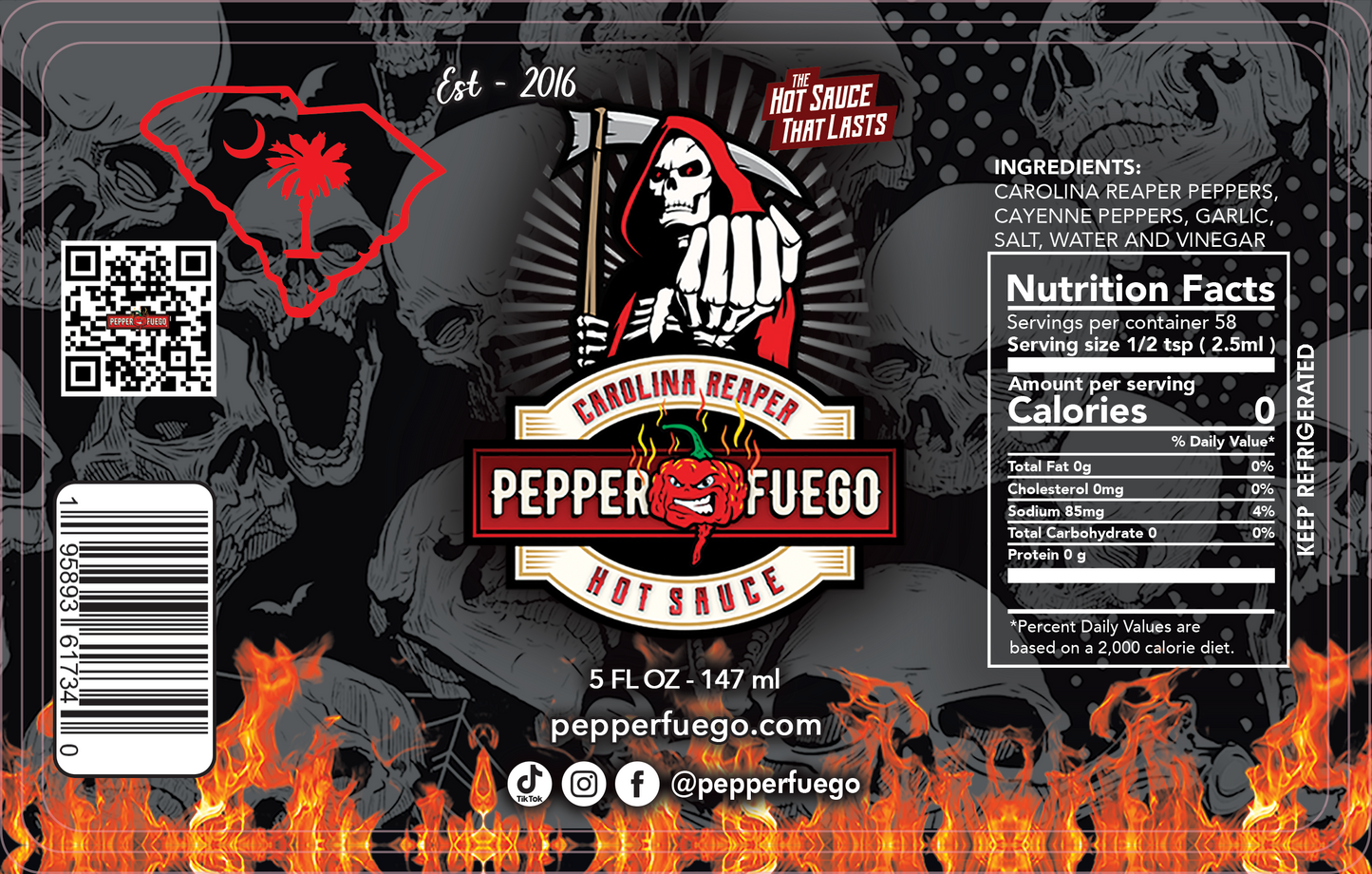 Carolina Reaper Hot Sauce – 10% Pure Carolina Reaper Pepper – Single Heat